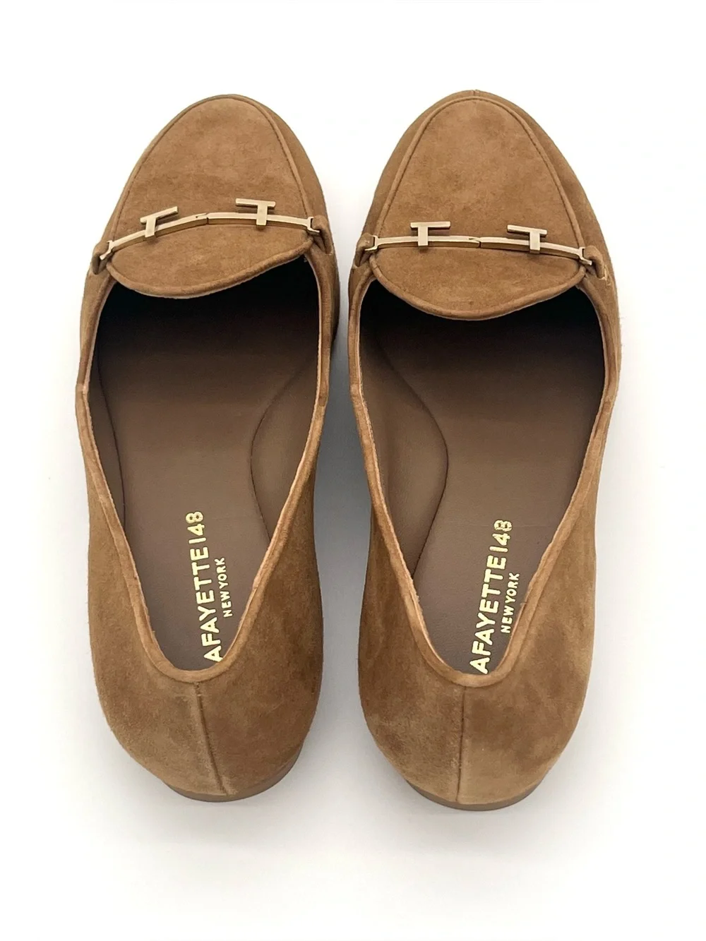 NEW Lafayette 148 Gigi Loafer Ashwood Size US 7/ EU 37 Tan Suede Made In Spain